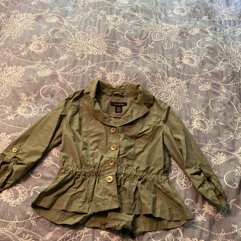 Green Calvin Klein military inspired jacket